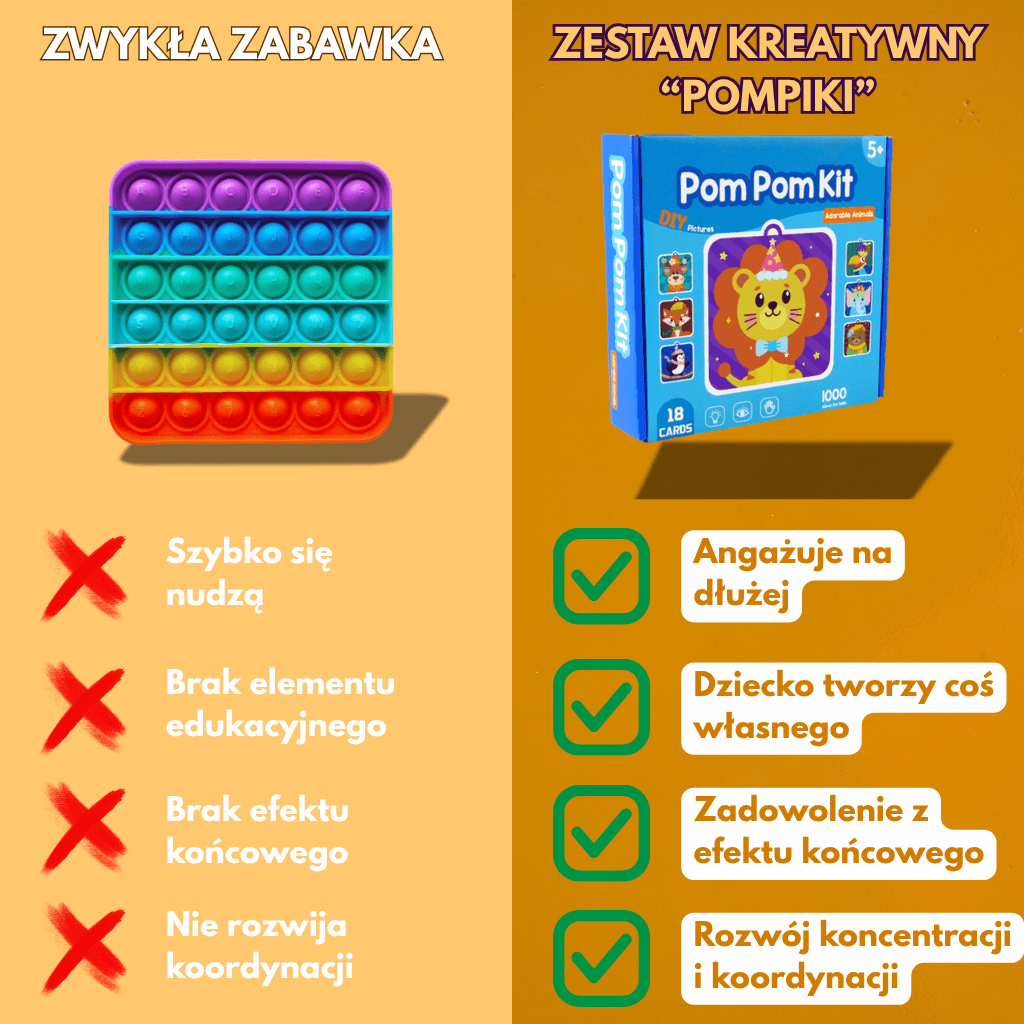 Pompiki - Zestaw Kreatywny dla Dzieci 1020 elementów