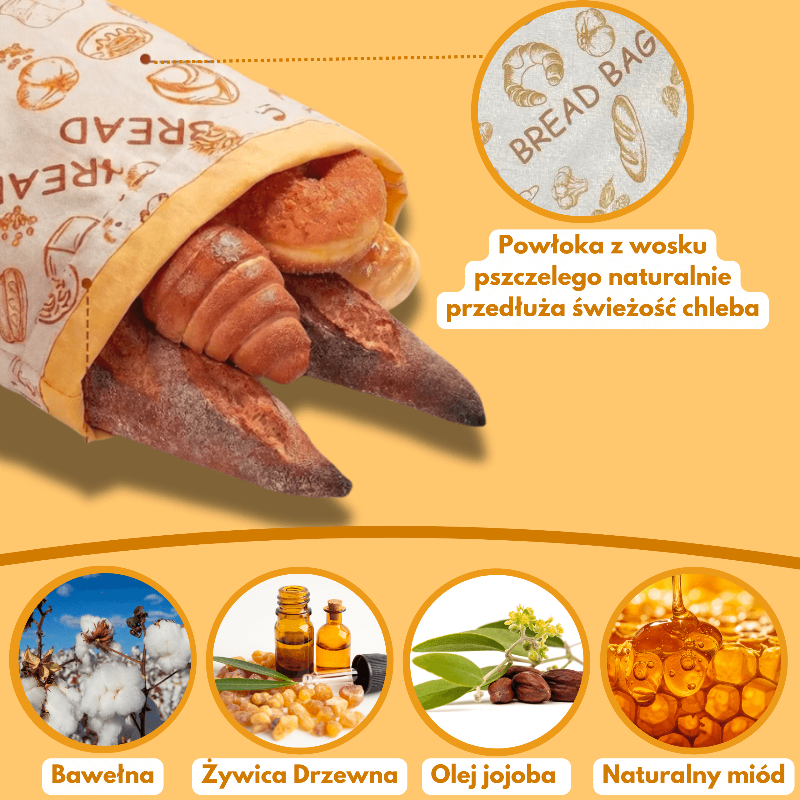 CHLEBOX - Worek na Pieczywo z powłoką z Wosku Pszczelego